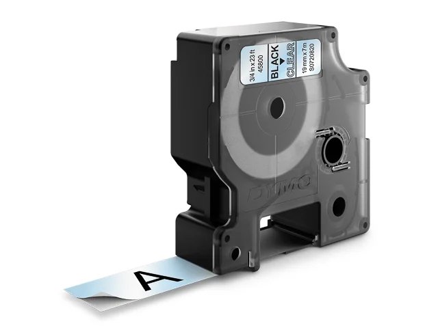 Dymo Ruban D1 S0720820 pour étiqueteuse - 19 mm x 7 m - Noir sur Transparent