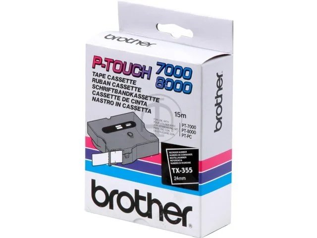 TX355 BROTHER PTOUCH 24mm   - noir sur Transparent